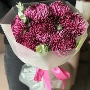 Букет "Виноградный" из 7 хризантем Бигоуди в Апрелевке