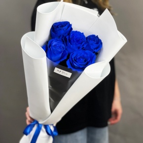 Букет из 5 синих роз Эквадор в Апрелевке