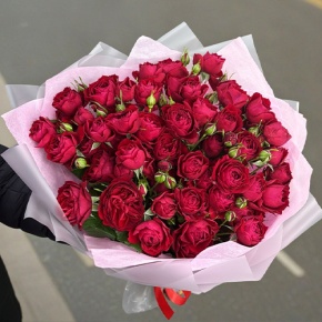 Букет из 17 красных кустовых пионовидных роз (50 см) в Апрелевке