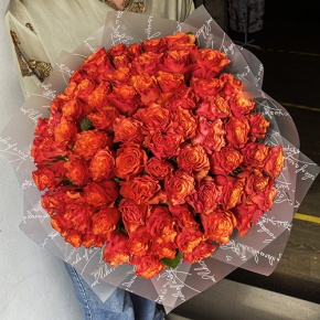 Букет 75 огненных роз (40 см) в Апрелевке