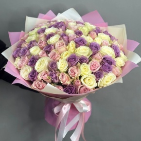 Букет из 101 розы пастельный микс (40 см) в Апрелевке