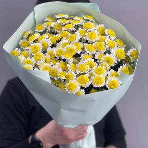 Букет "Моё солнышко" из 17 хризантем сантини  в Апрелевке