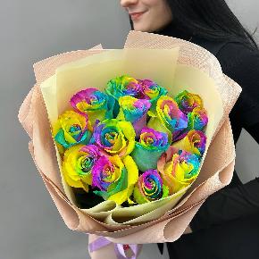 Букет из 15 радужных роз в Апрелевке