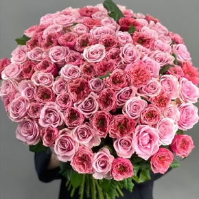 Нежный букет из 101 розы Риджентс парк и Аваланж микс  (70 см) в Апрелевке