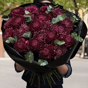 Букет из 21 винной хризантемы Бигоуди в Апрелевке