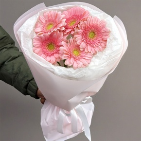 Букет из 5 розовых гербер мини в Апрелевке