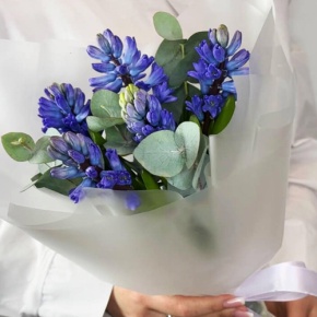 Букет "Мини" из 5 ароматных гиацинтов и эвкалипта в Апрелевке