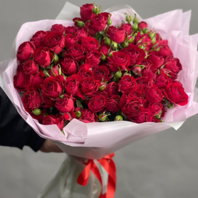 Букет из 17 красных кустовых пионовидных роз (50 см) в Апрелевке