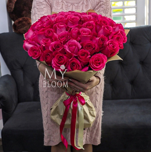 Букет 51 роза Эквадор Пинк Флоид (60 см) в Апрелевке