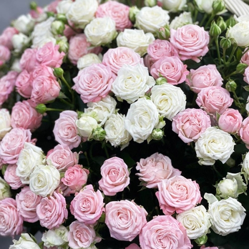 Композиция в корзине из 101 кустовой пионовидной розы в Апрелевке